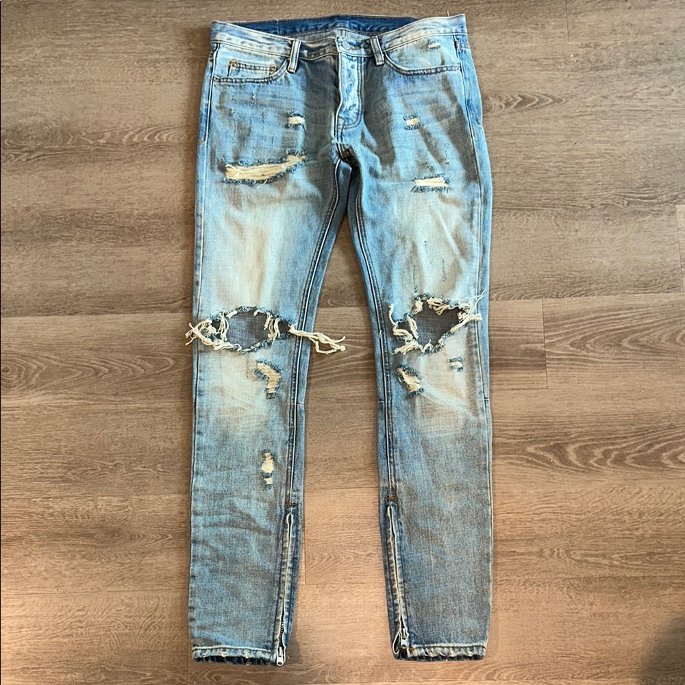 Distressed Light Blue Men's Jeans